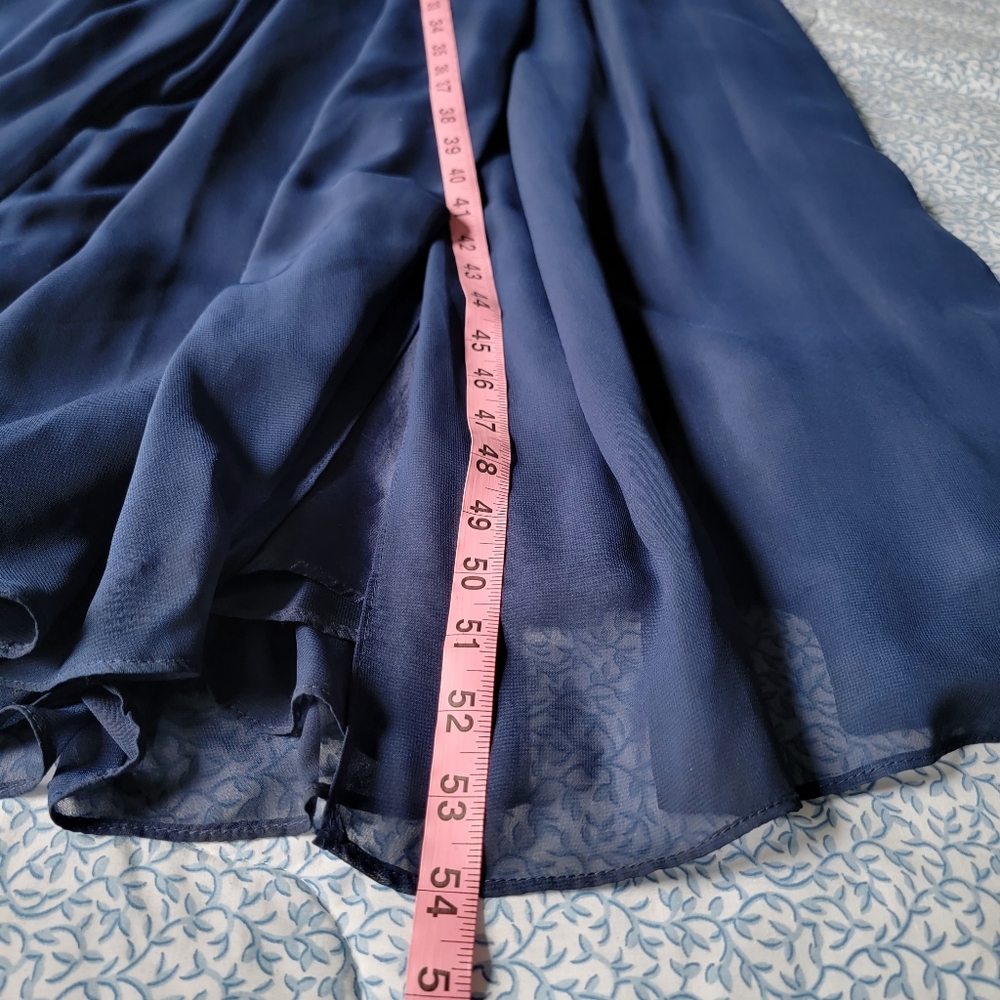 Weddington Blue Strapless Chiffon‎ Full Length Maxi Dress Gown Size 2 - Picture 11 of 14